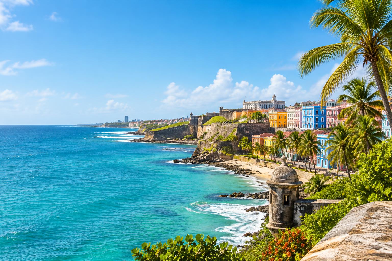 Puerto Rico coast and turquoise Caribbean water